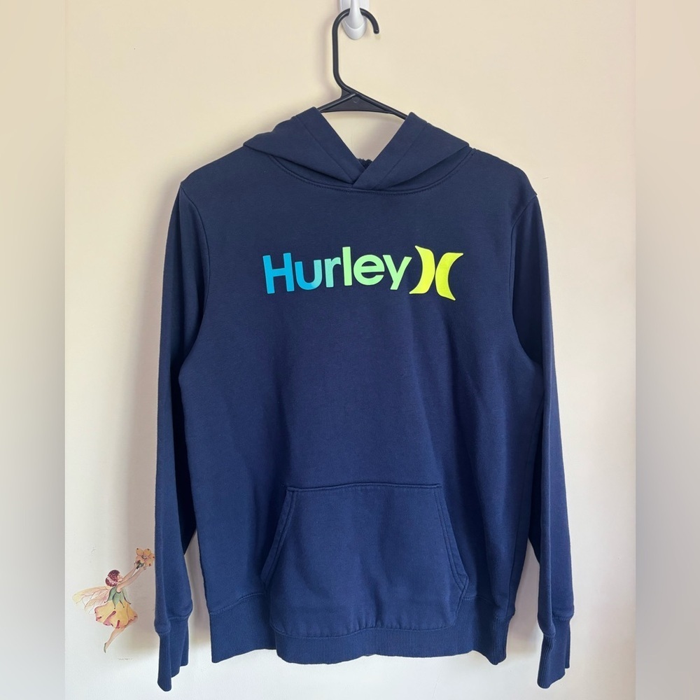 HURLEY Unisex Youth Size XL 18/20 Blue Pullover Hoodie Loose Fit Kangaroo Pocket